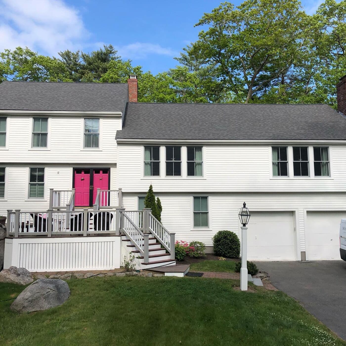 Deck on a white colonial
