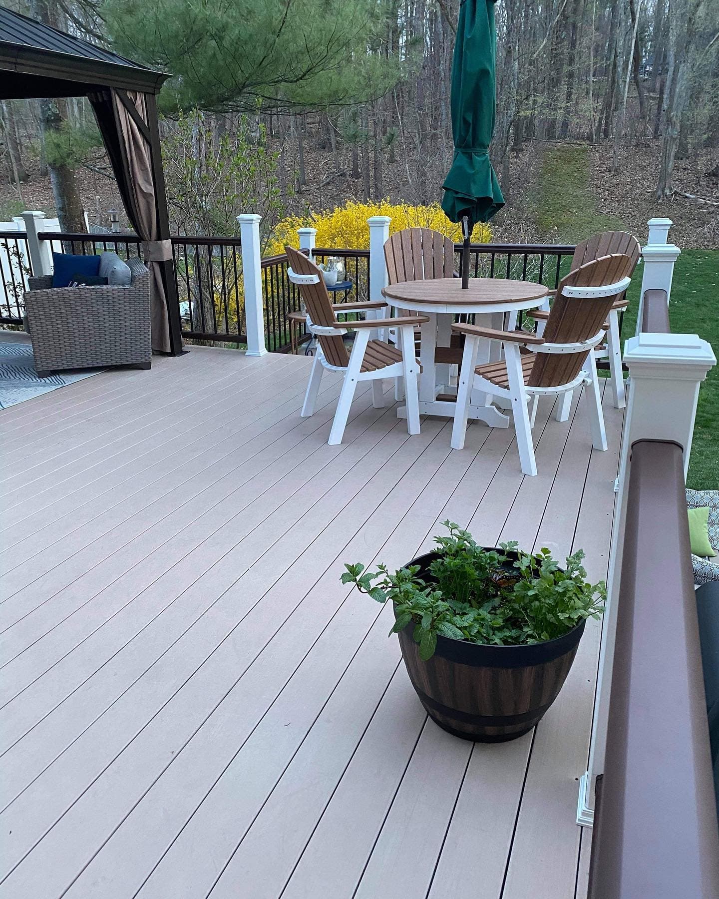 Patio deck with dining set